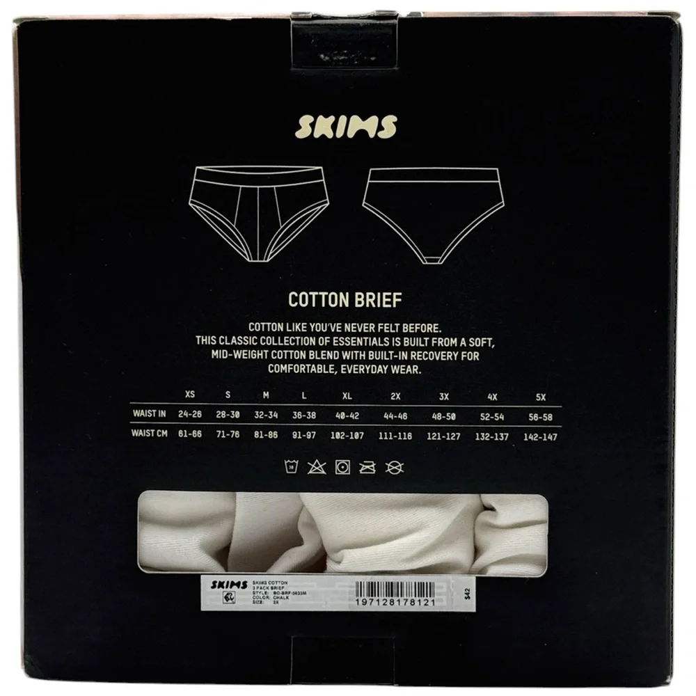 SKIMS 3 Pack Men's Cotton Modal Blend Briefs Size 2X